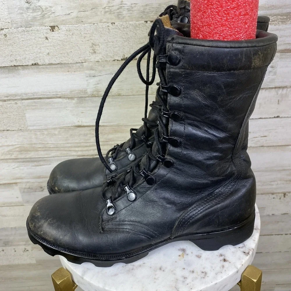 VTG Vietnam Combat Boots US Military Sz 4.5N Black PJ 9-88 Grunge Gothic Soldier